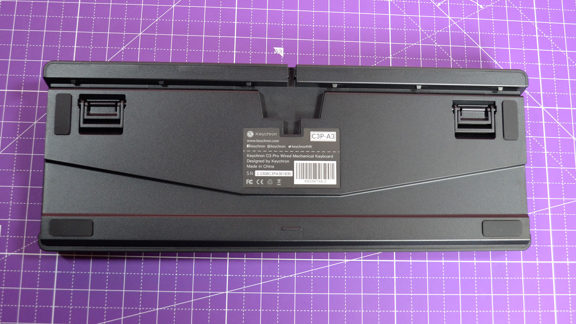 The Keychron C3 Pro on a purple deskmat