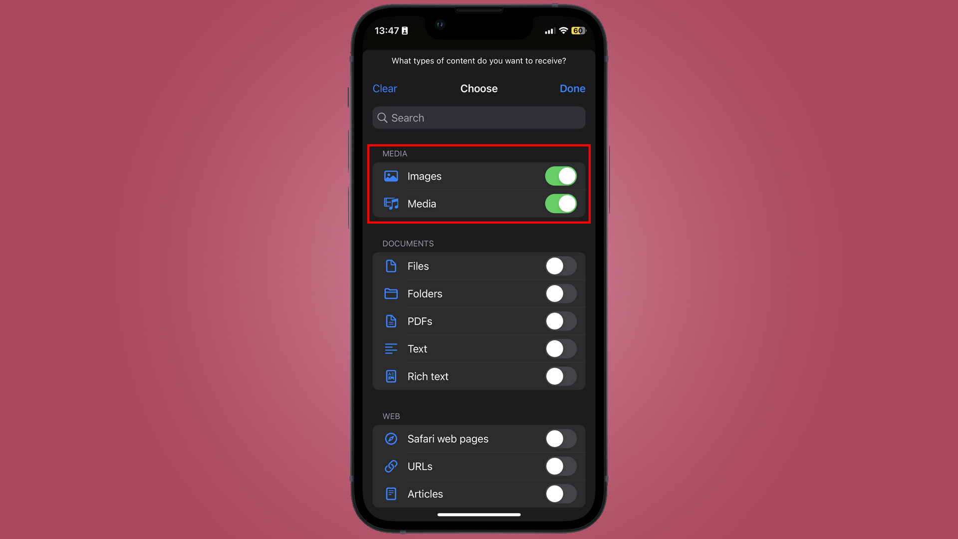 Image showing how to select file formats