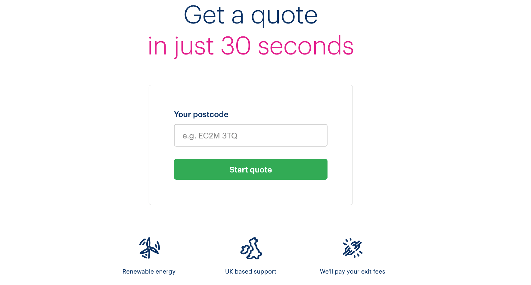 Bulb Energy review: The 'Get a Quote' page on Bulb Energy's website