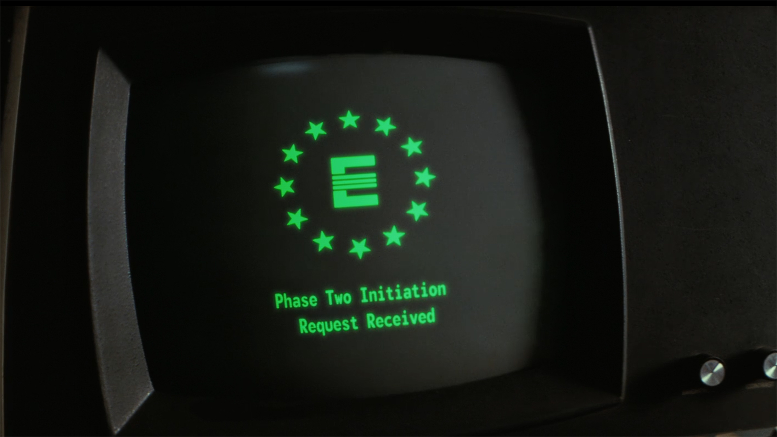 A computer monitor showing The Enclave's Phase Two being activated in Fallout season 2 episode 8