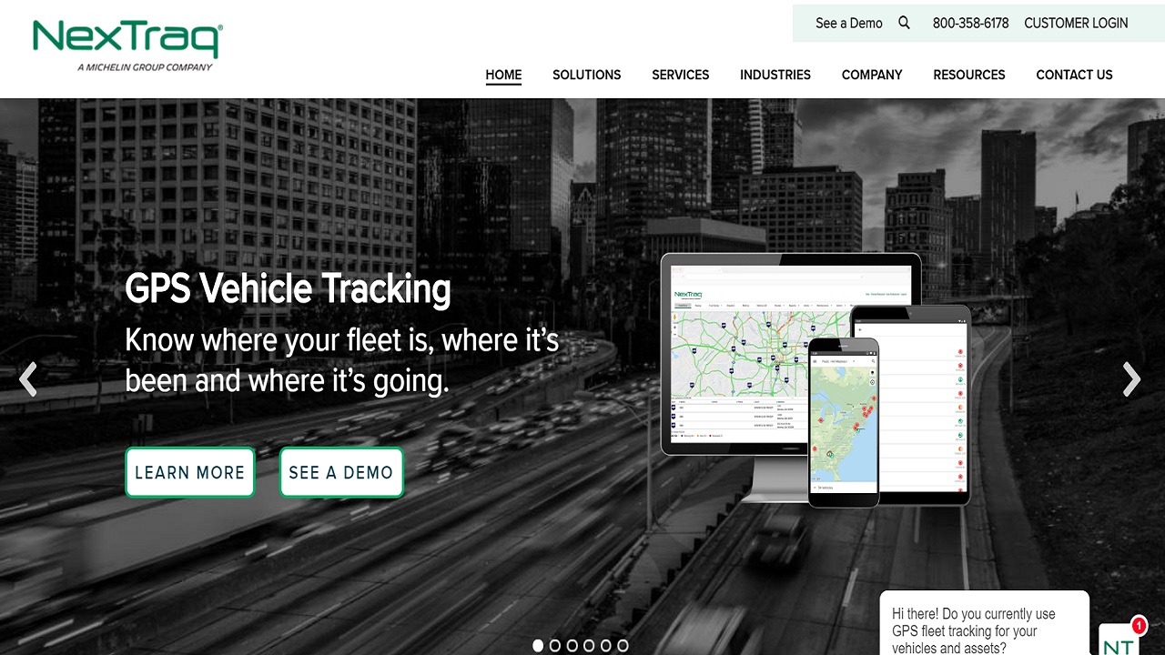 Website screenshot for NexTraq
