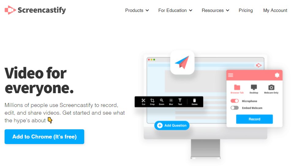 Website screenshot for Screencastify