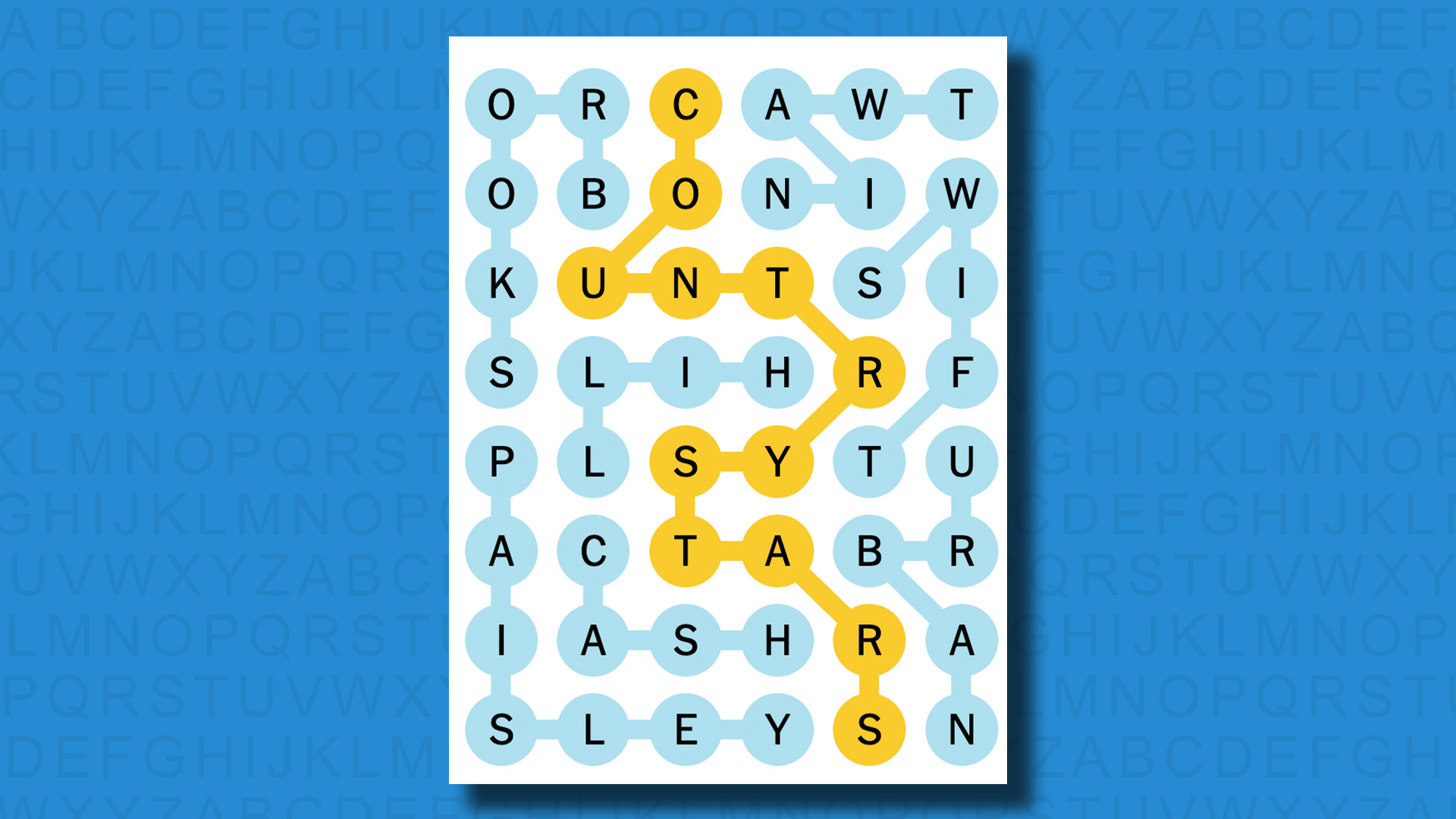 NYT Strands answers for game 84 on a blue background