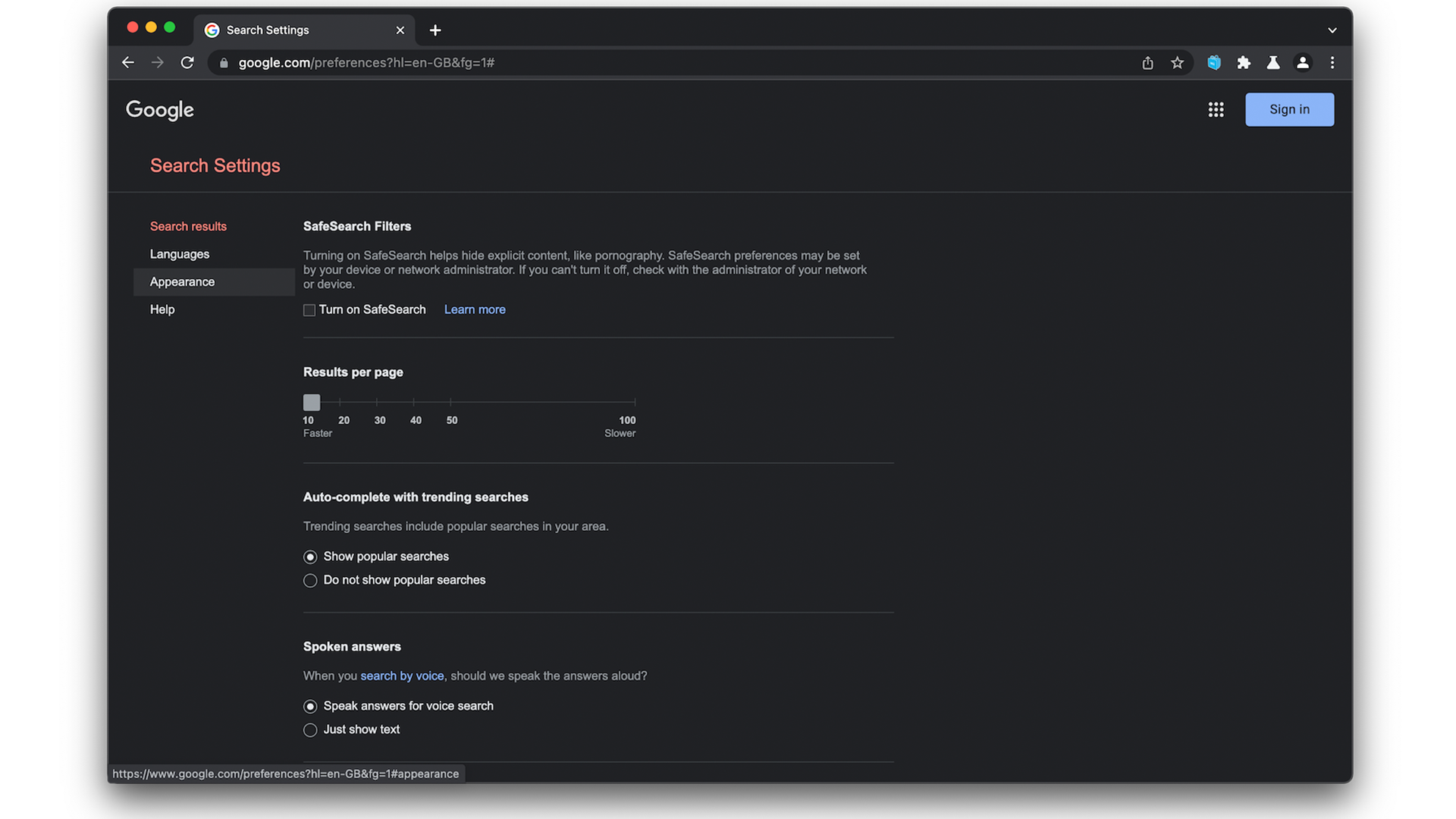 Google Settings