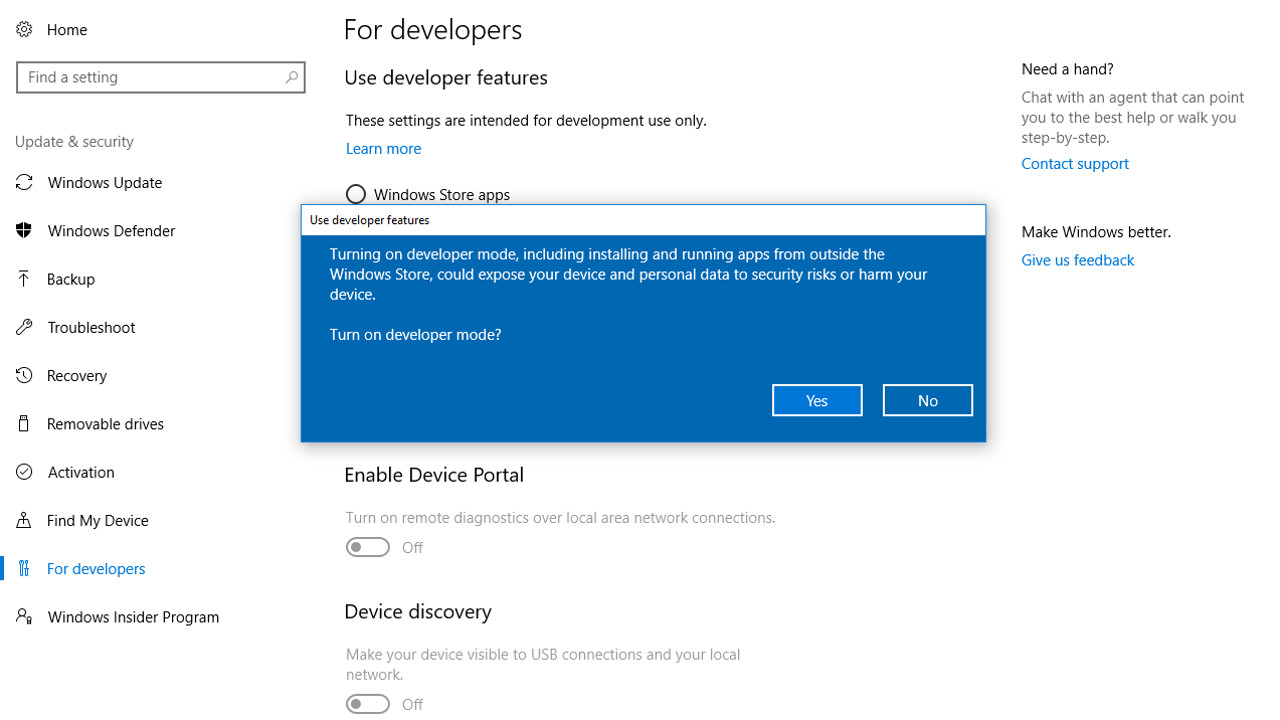 2. Enable Developer Mode