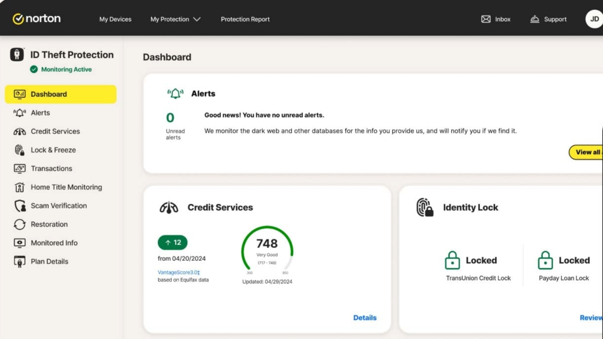 The LifeLock dashboard