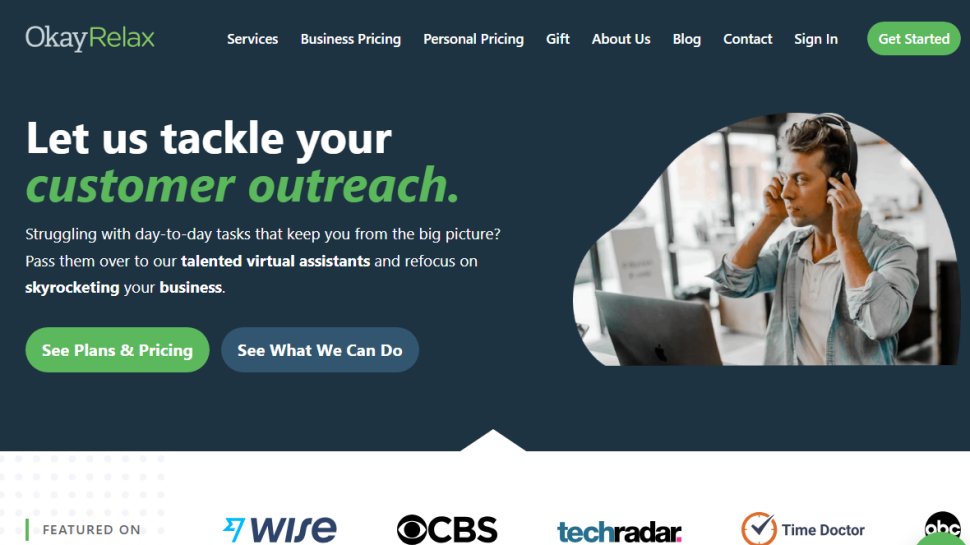 Website screenshot of OkayRelax (December, 2025)