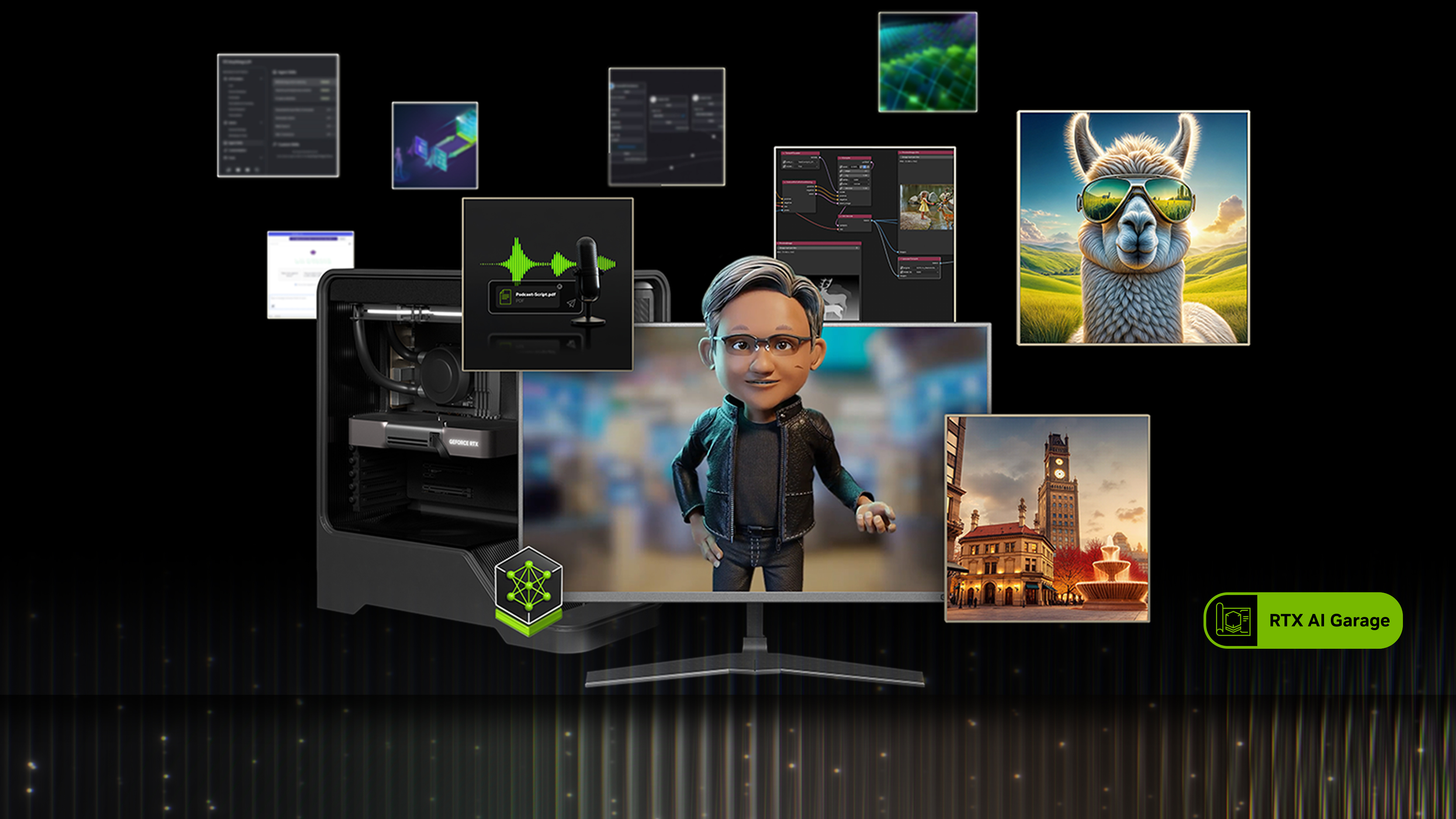 A collage of image examples of NVIDIA's AI capabilities. 