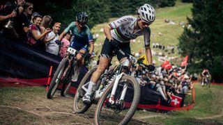 Jenny Rissveds of Sweden competing in the UCI Mountain Bike World Cup Cross Country XCO
