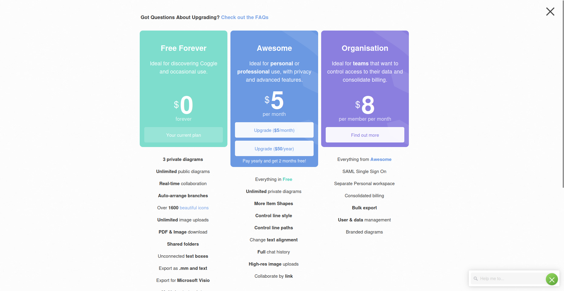 Coggle pricing