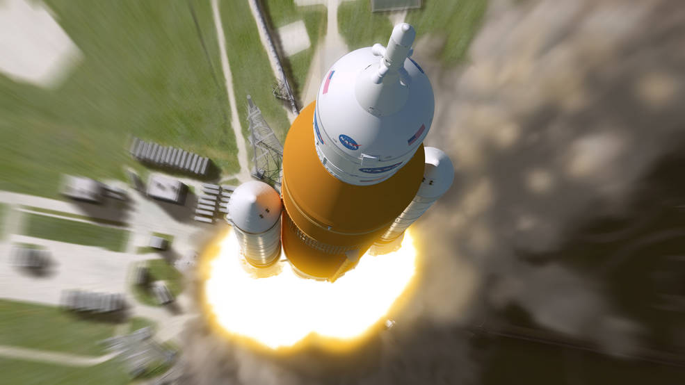 Nasa's Space Launch System will take astronauts on missions to an asteroid and, eventually, to Mars. Credit: Nasa/MSFC