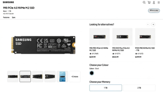 Samsung DRAM-free PCIe 4.0 SSD sales page