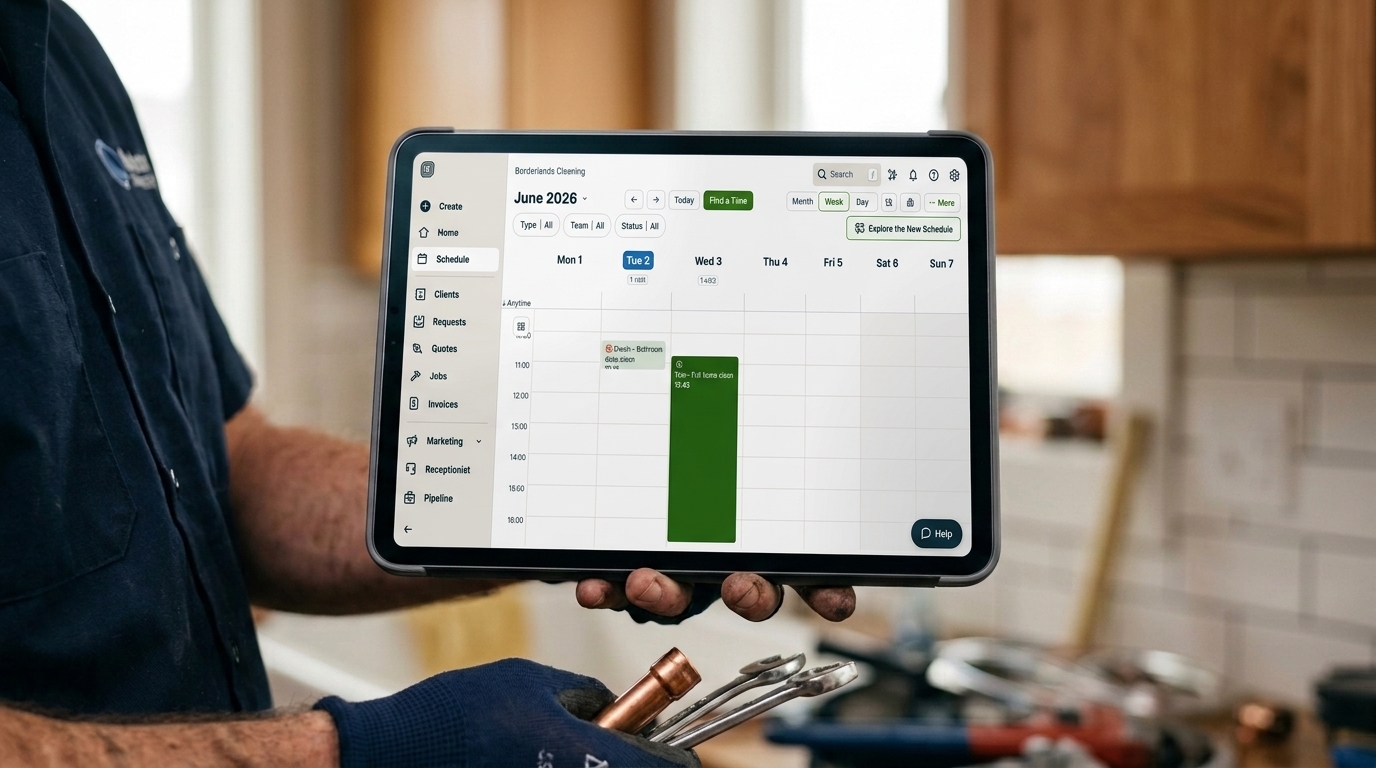 Jobber CRM on a tablet 