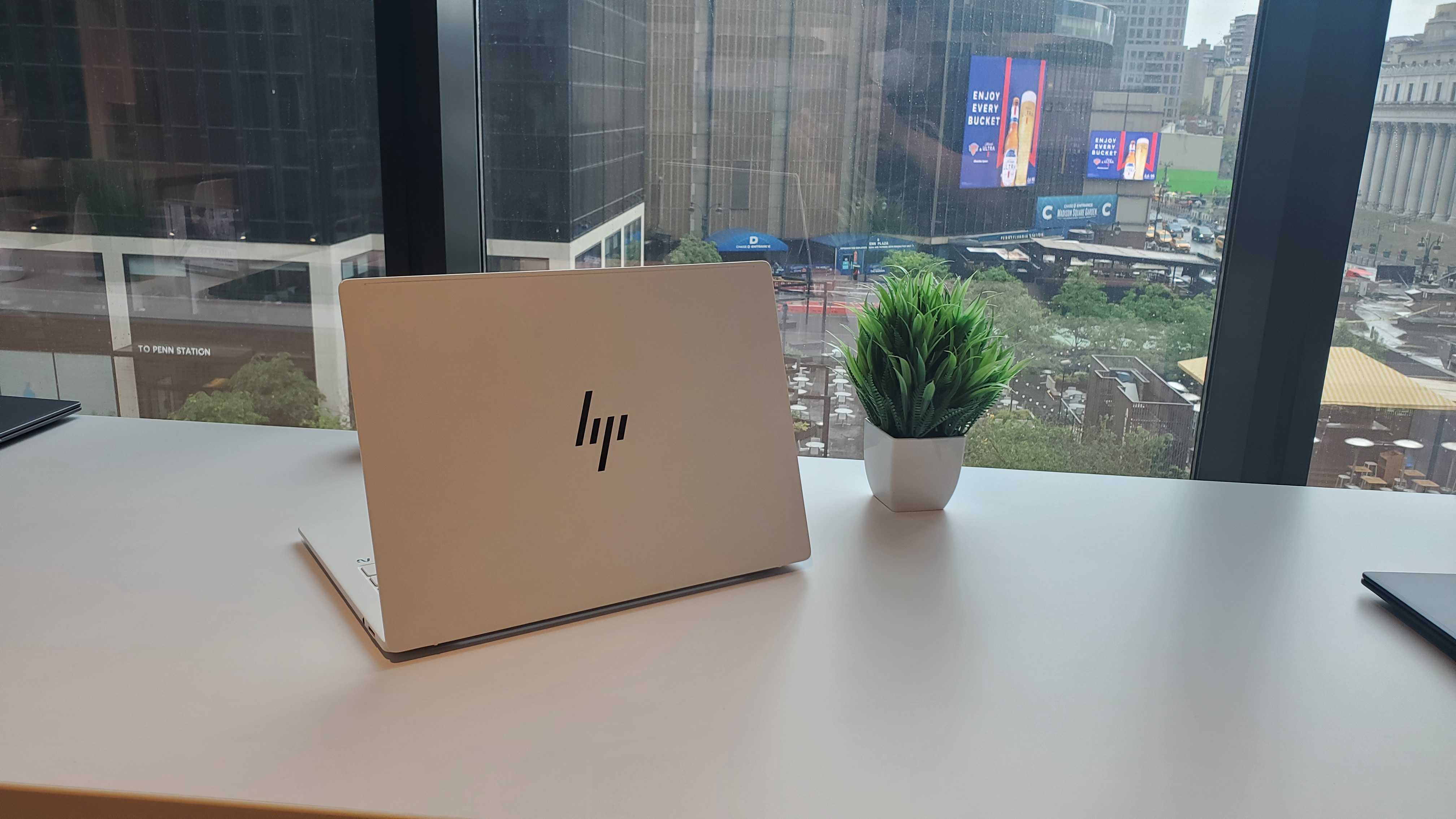 white laptop on table