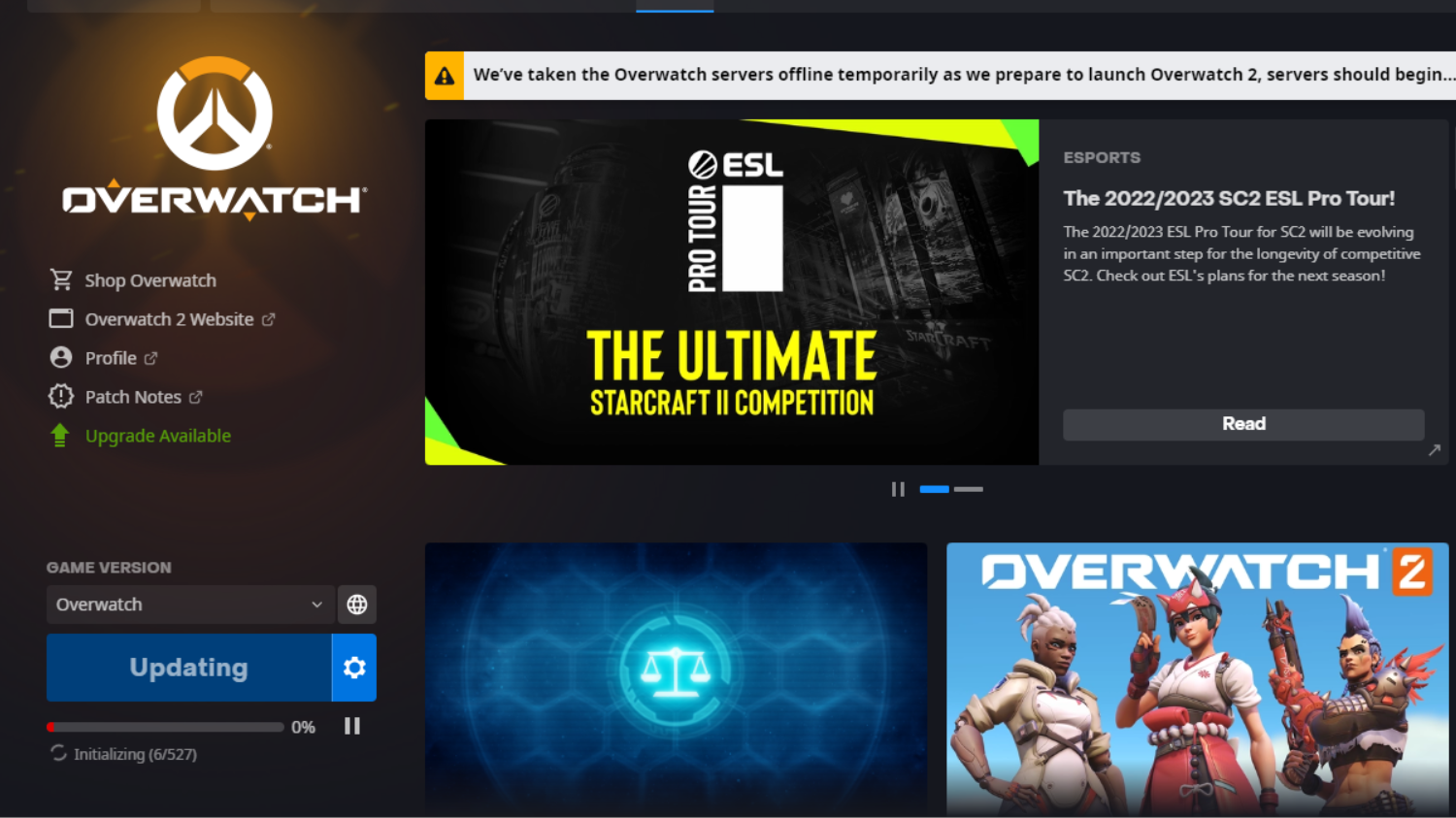 The preloading screen for Overwatch 2 on PC