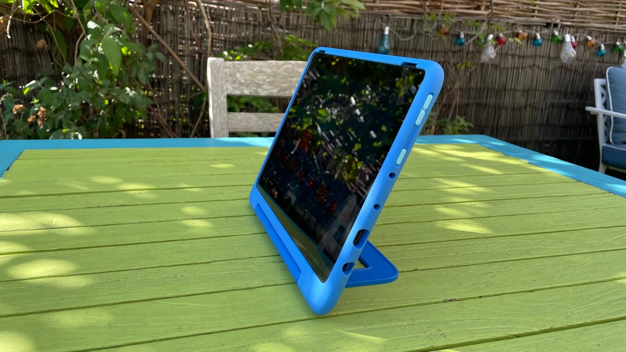 The Amazon Fire HD 10 Kids Pro from the side