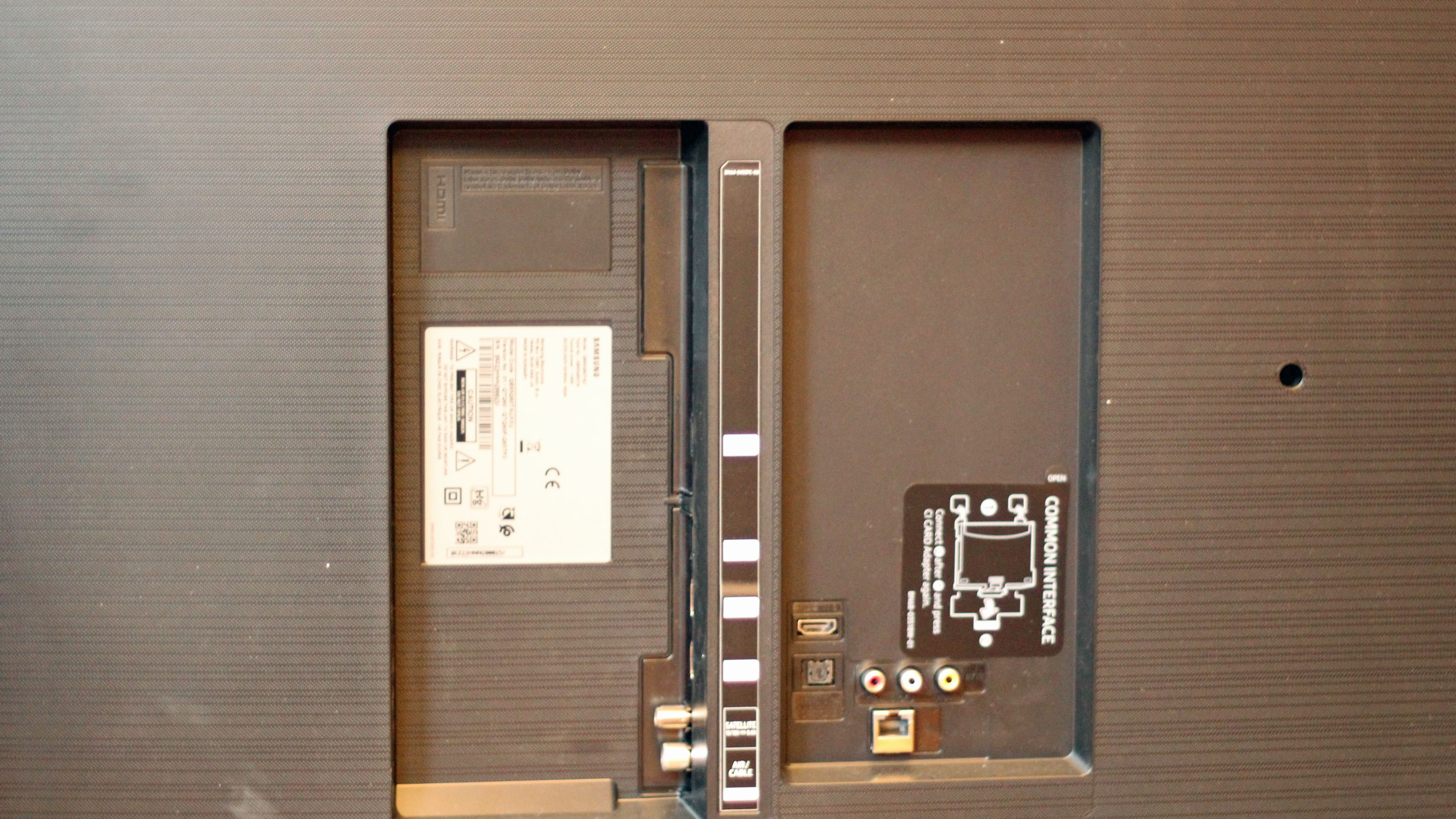 The back of the Samsung Q60T QLED displaying its ports.