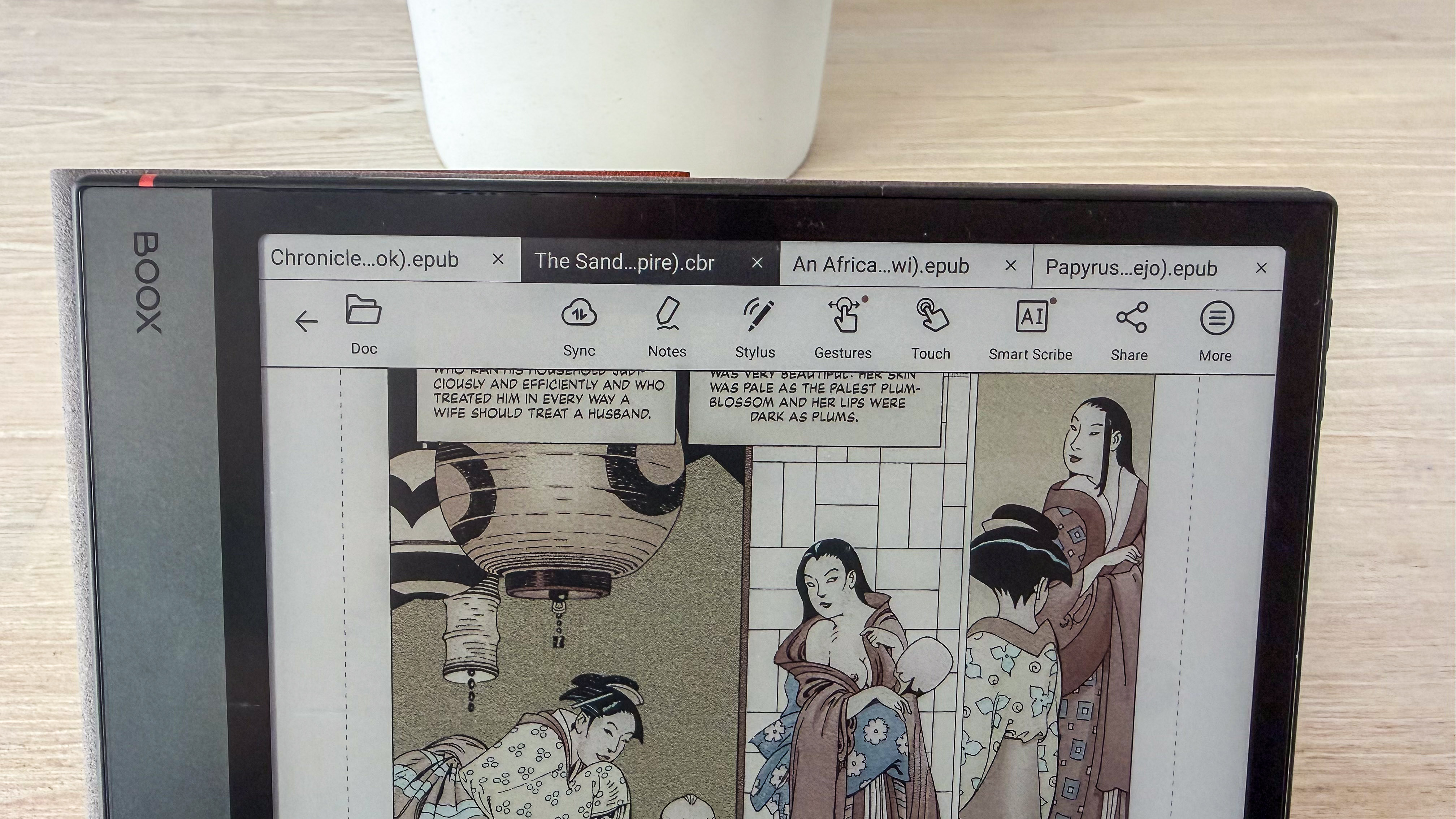 Tabs on the native library app on the Boox Note Air5 C
