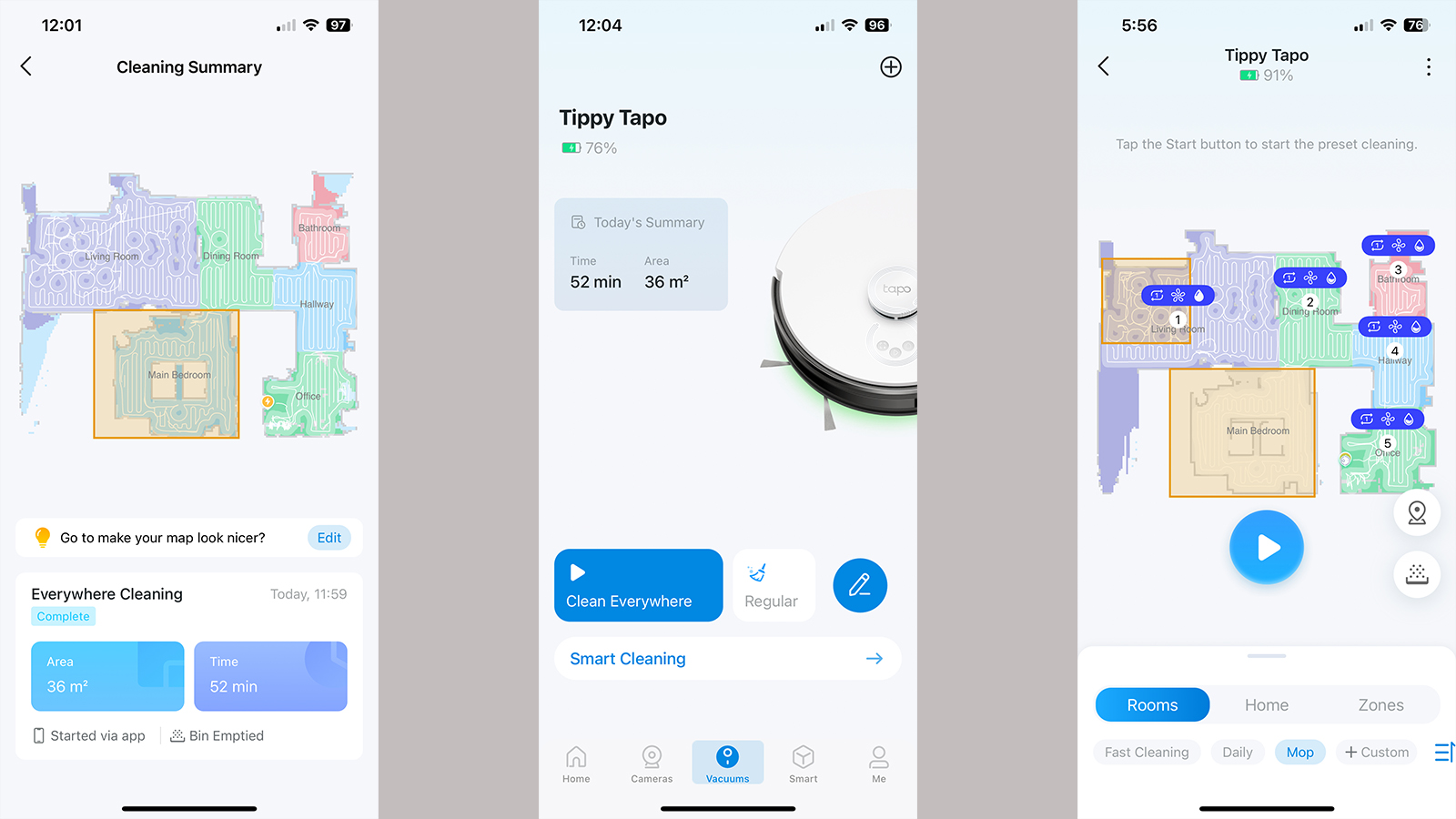 Tapo app screenshots for the TP-Link Tapo RV30 Plus