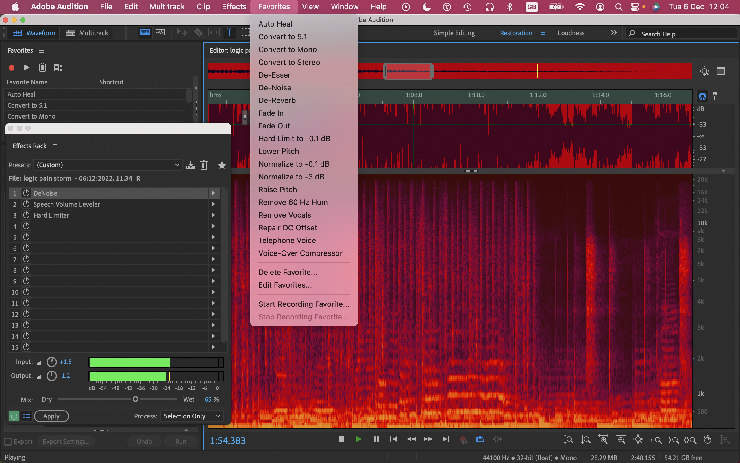Editing audio in Adobe Audition