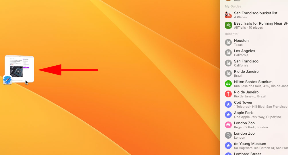 An app icon in Stage Manager's sidebar in macOS Ventura.