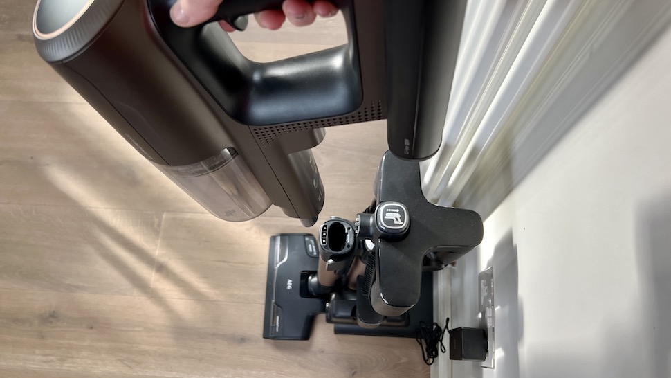 AEG Ultimate 8000 cordless vacuum being tested on floors
