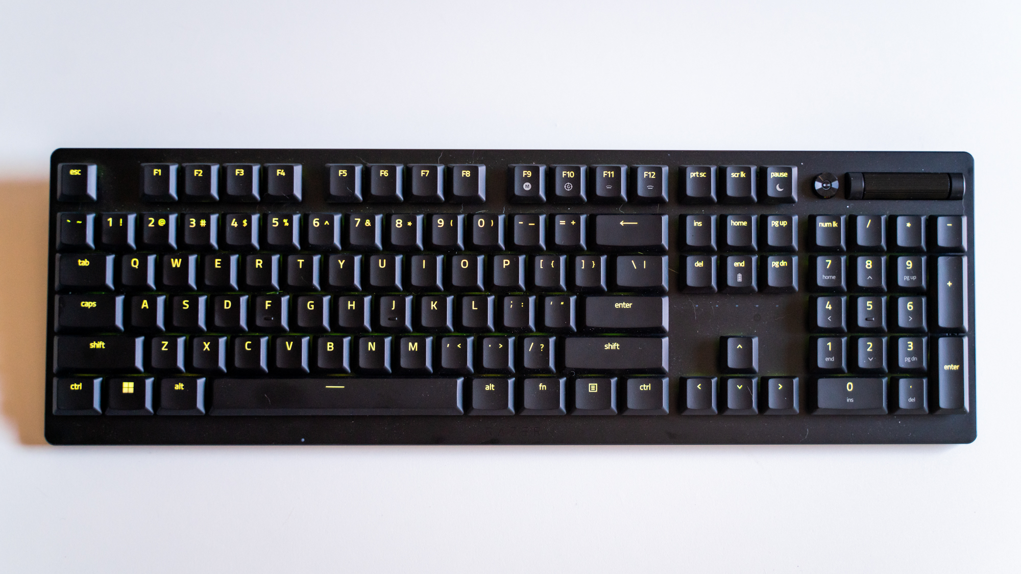Razer DeathStalker V2 Pro on a white table