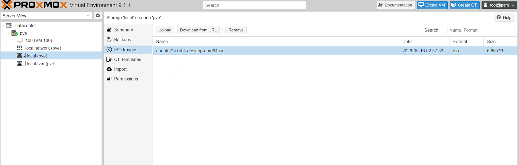 Proxmox virtual environment iso images screen