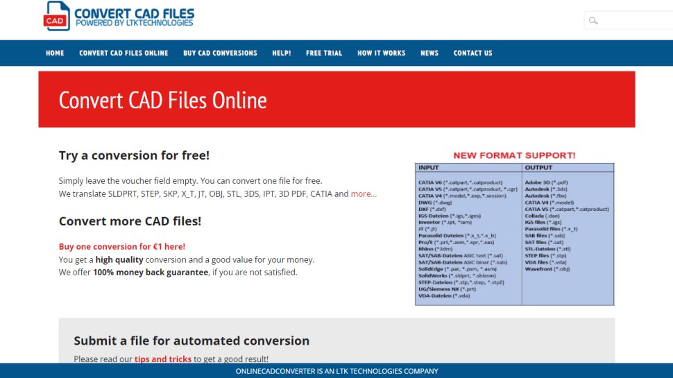 Online CAD Converter website screenshot