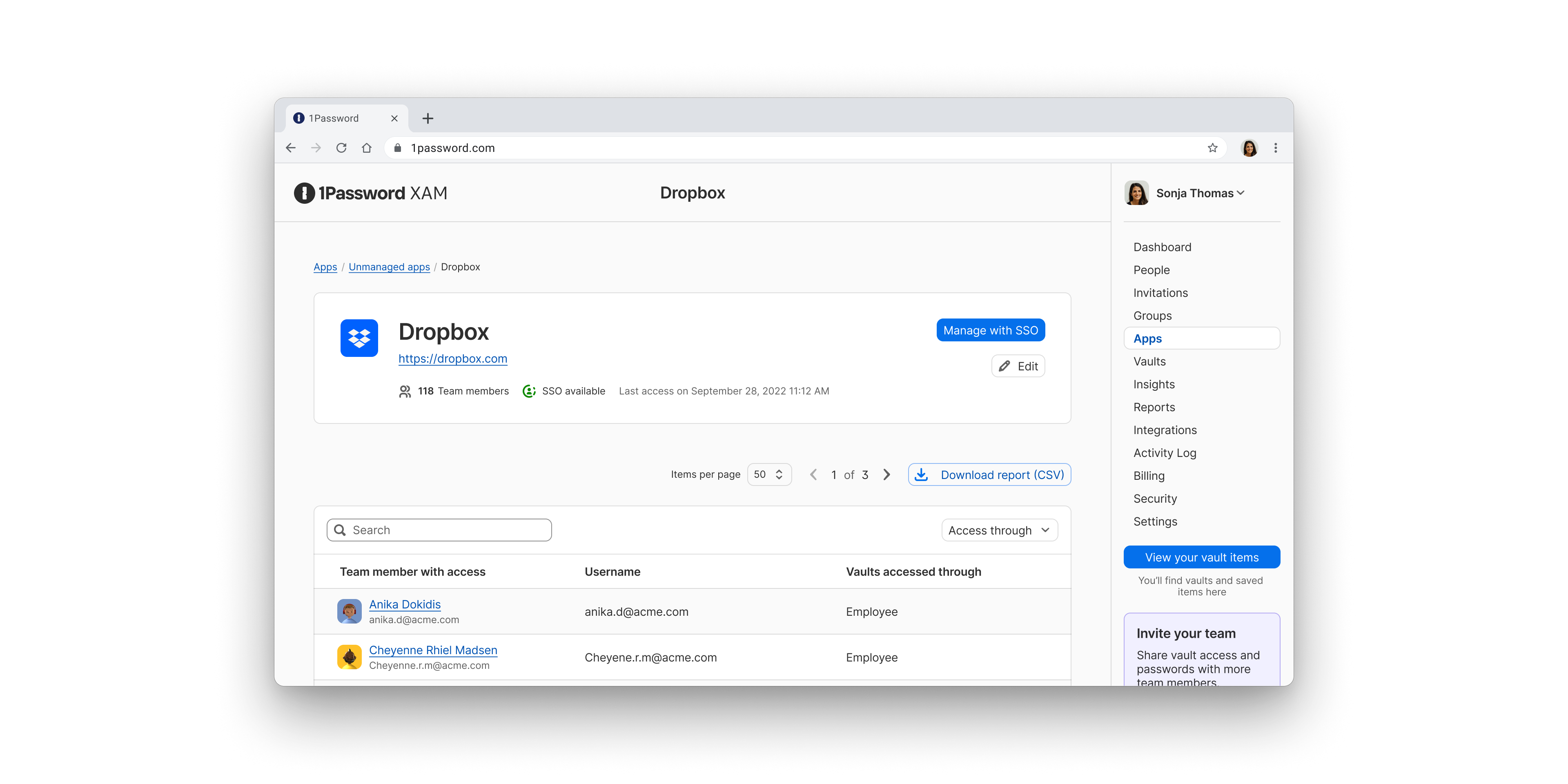 1Password&reg; Extended Access Management - App usage reporting