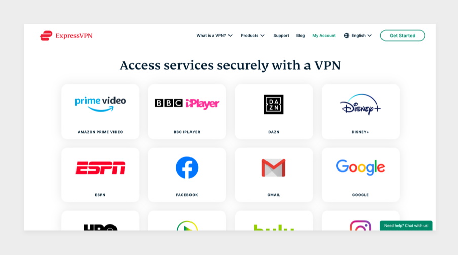 ExpressVPN streaming page