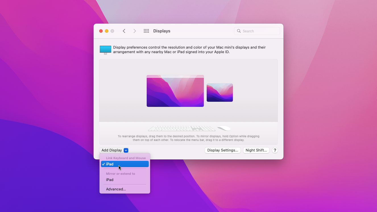 Screenshot of Universal Control feature in macOS