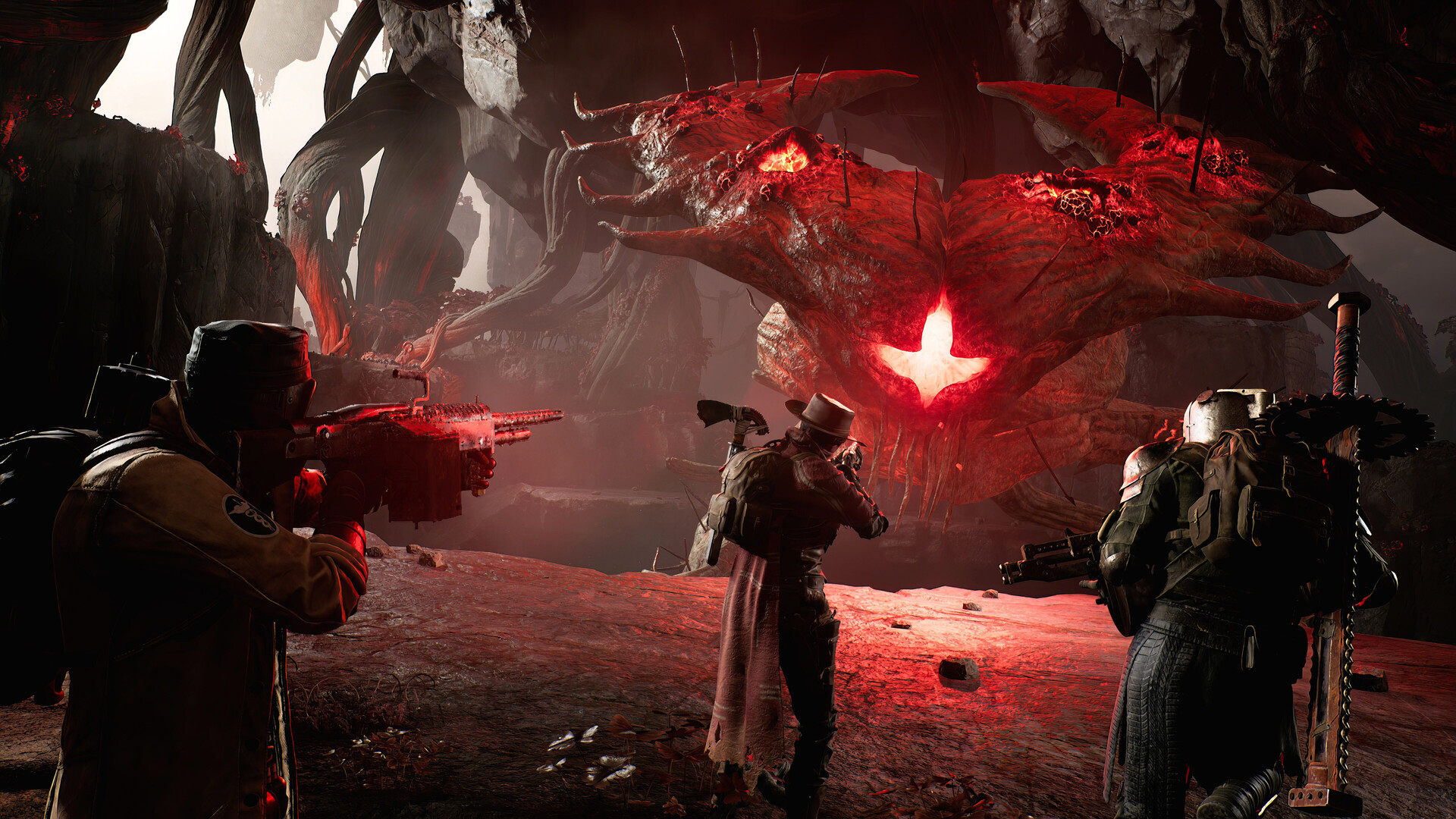 A party faces off against a monster