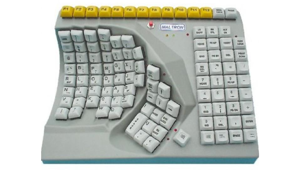 The Maltron ergonomic single-handed keyboard &amp;ndash; presumably designed so you can drink coffee, chew your nails and tear your hair out without any impact on your words per minute