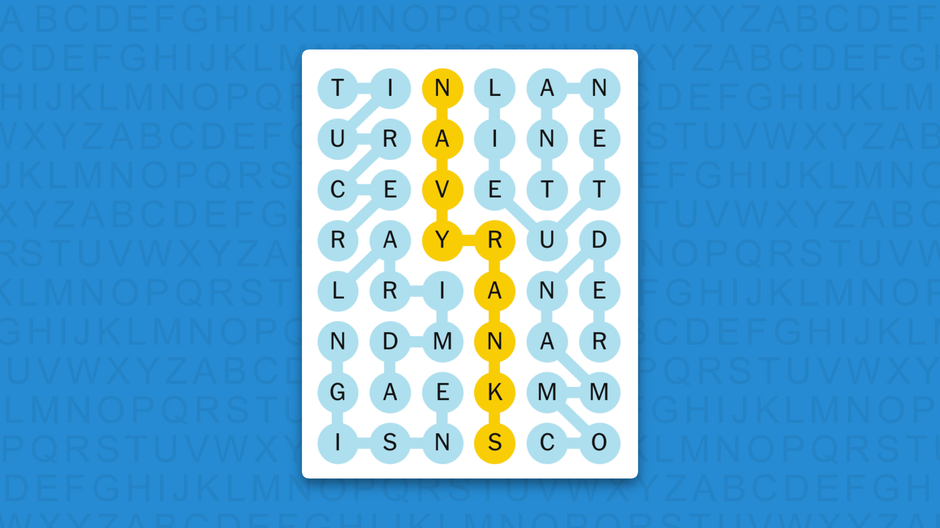 NYT Strands answers for game 872 on a blue background