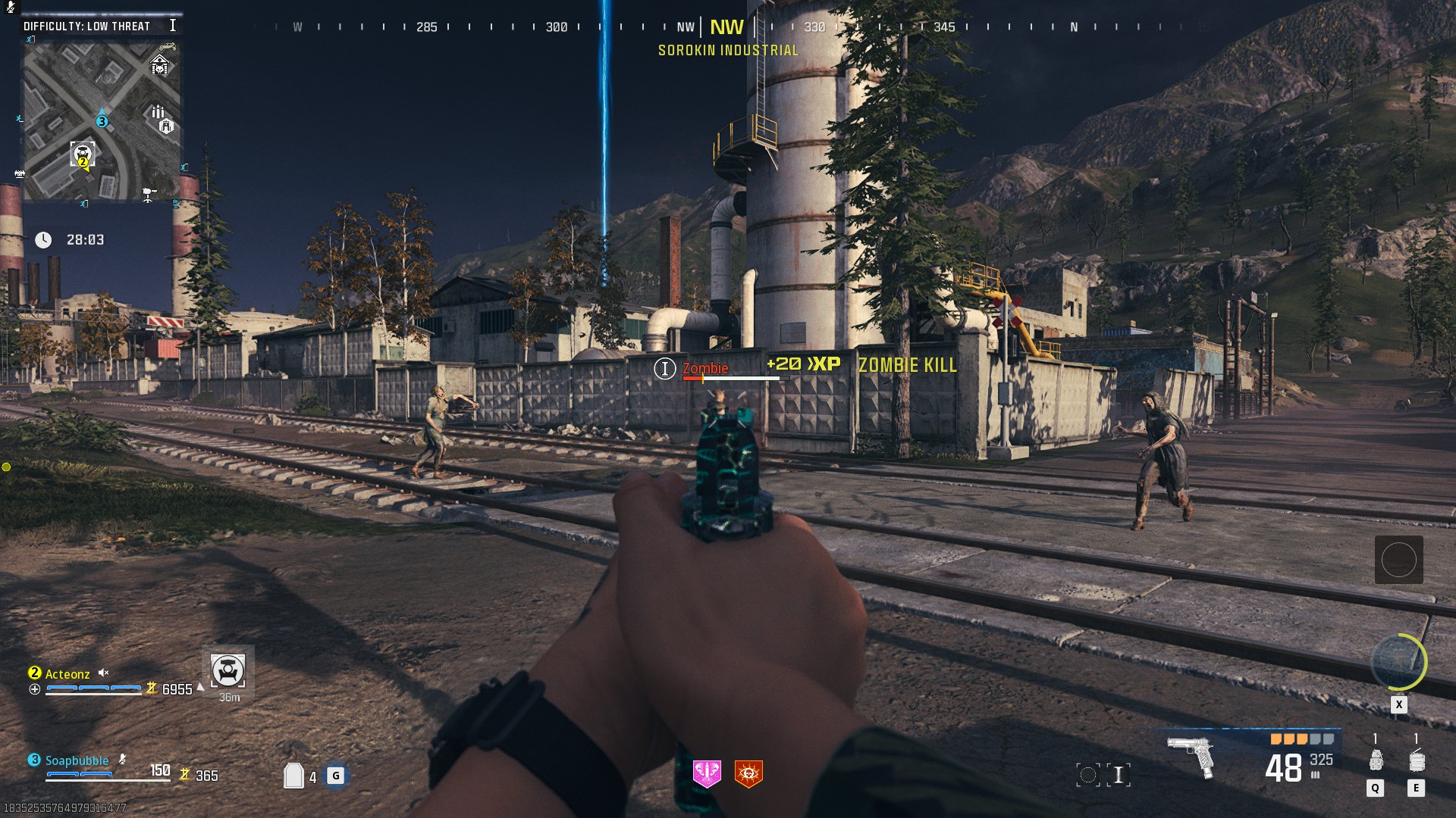 Aiming at a zombie in Zombies Mode