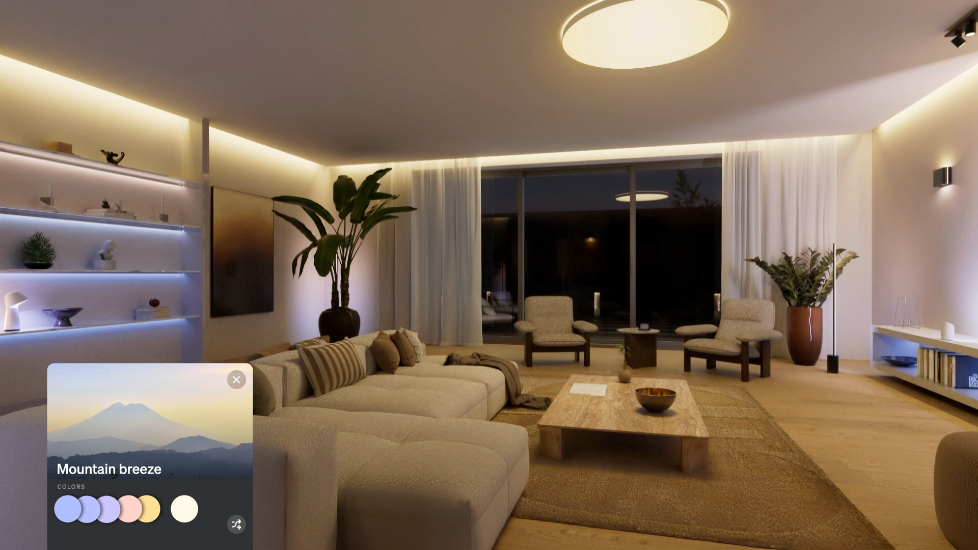 Room illuminated using Philips Hue smart lights