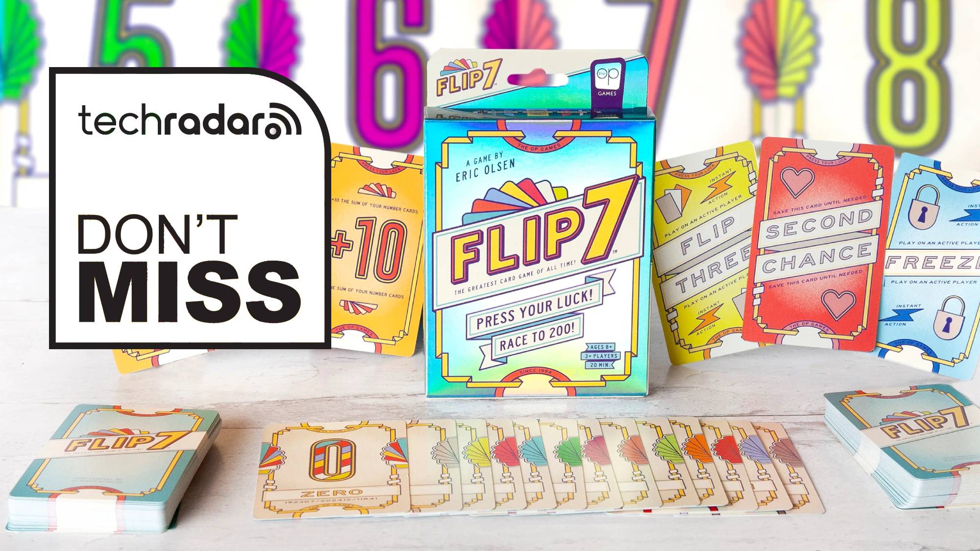 Flip 7 game with its card spread out on a table