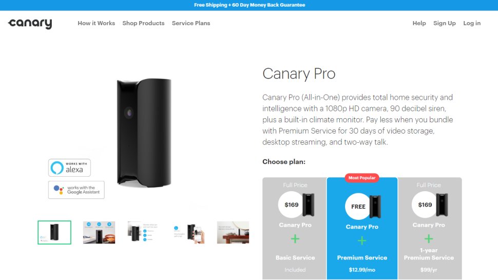 Website screenshot for Canary Pro