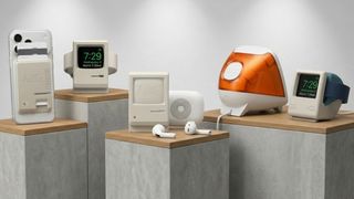Selection of retro Apple accessories on plinths