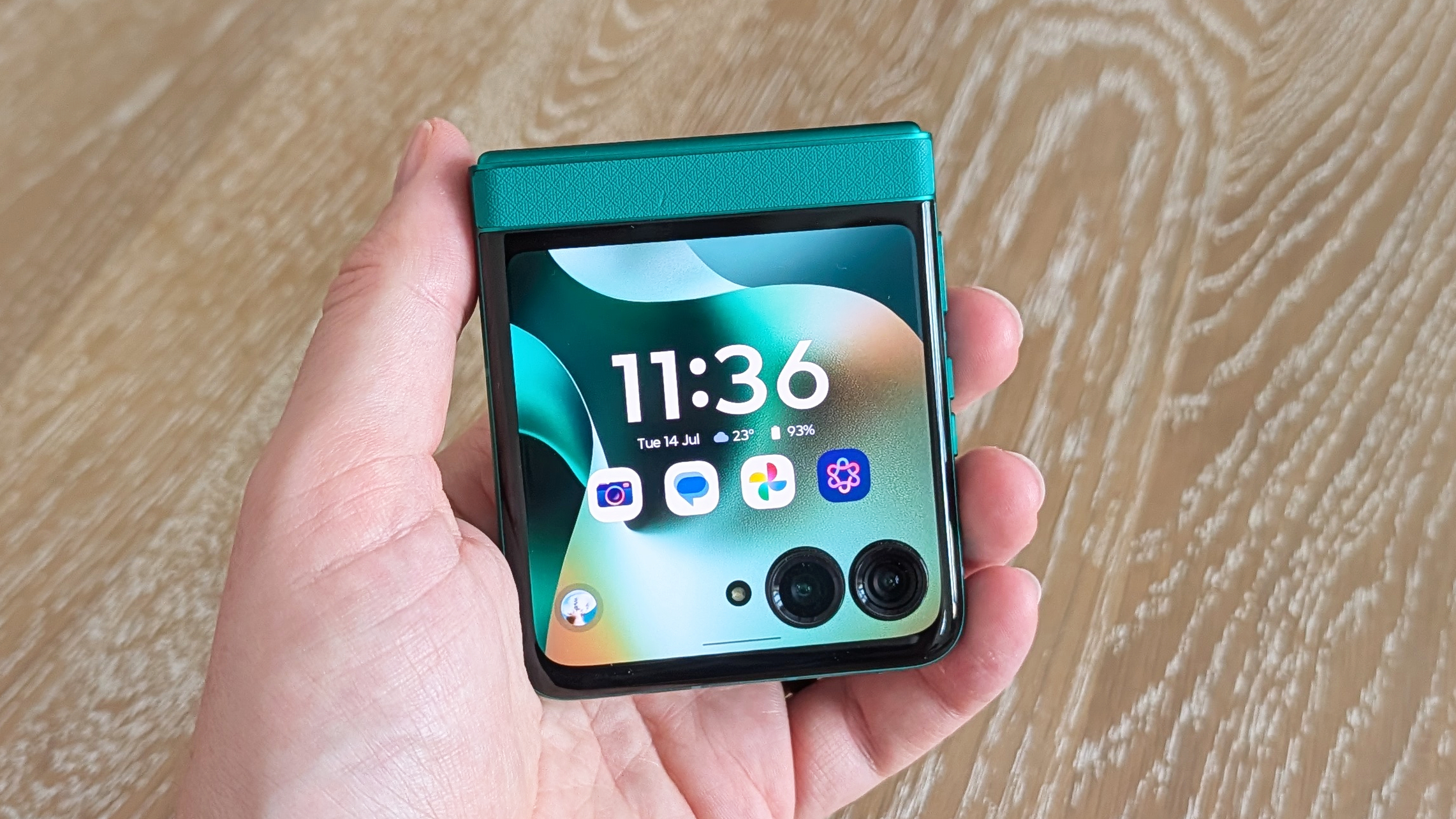 The Motorola Razr 2026 being held in the hand