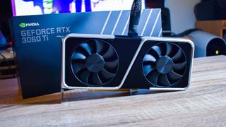 Nvidia GeForce RTX 3060 Ti on a wooden table 