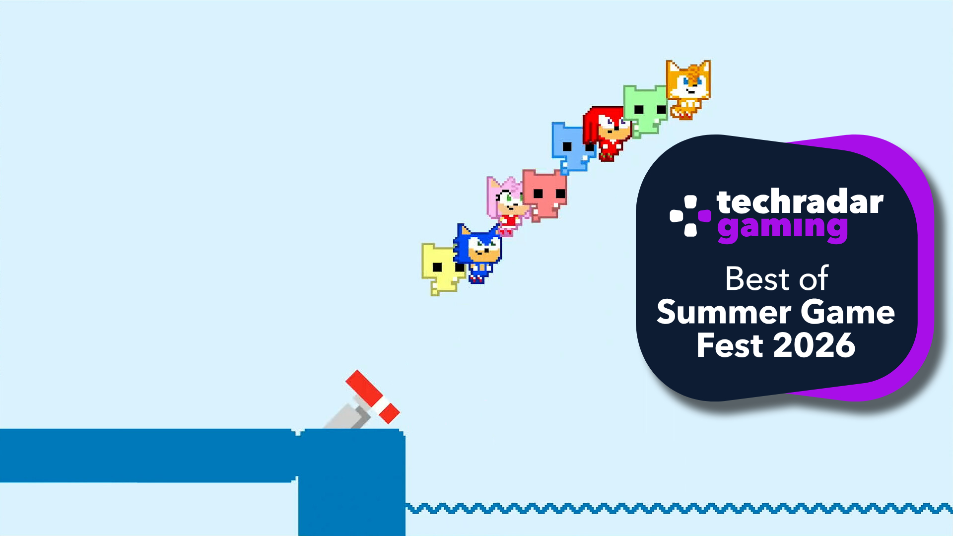A Sonic Pico Park screenshot showing characters solving a puzzle with a Best of Summer Game Fest 2026 award overlaid.