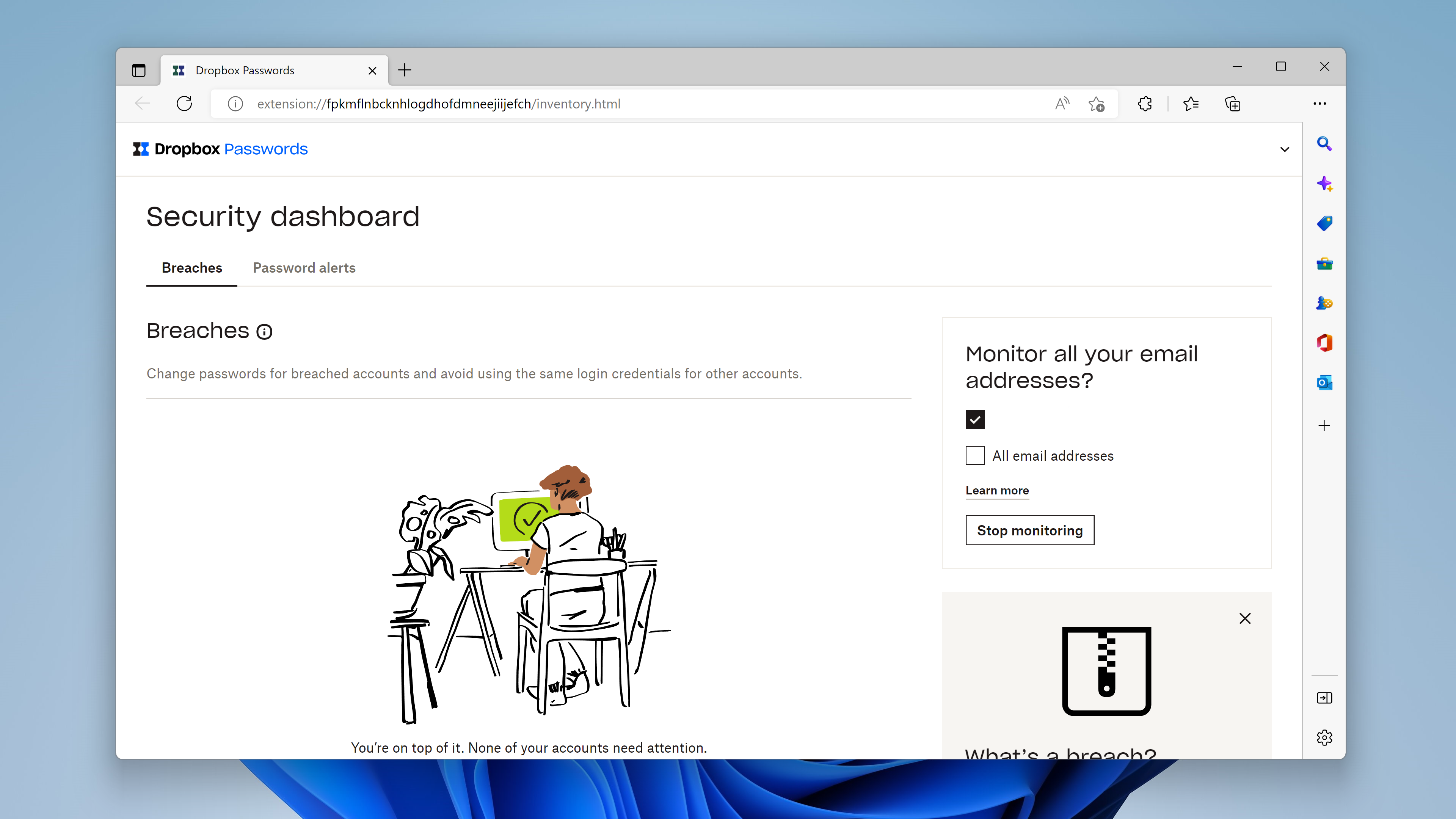 Dropbox Passwords security dashboard