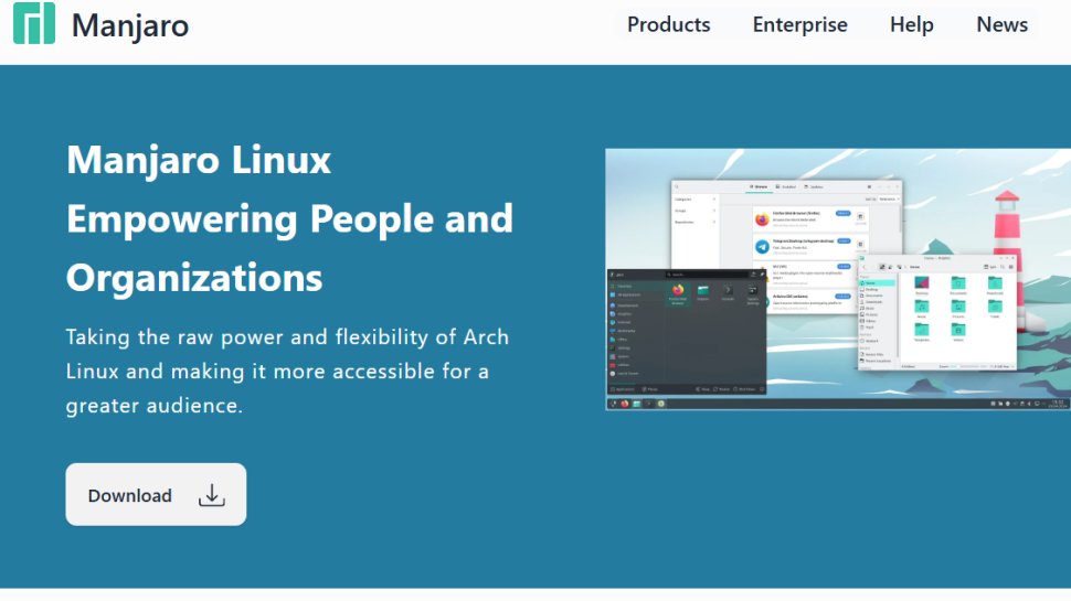 Website screenshot of Manjaro (November, 2025)
