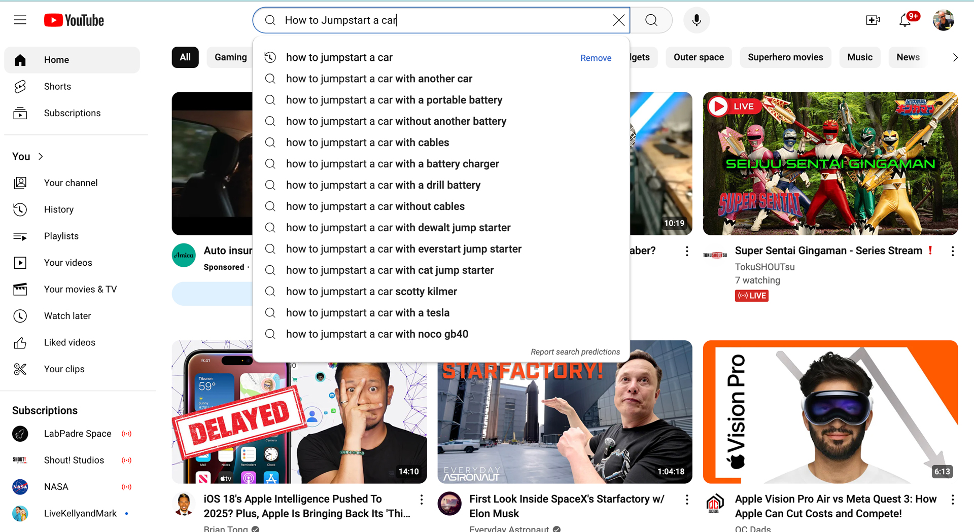 YouTube Jumpstart a car