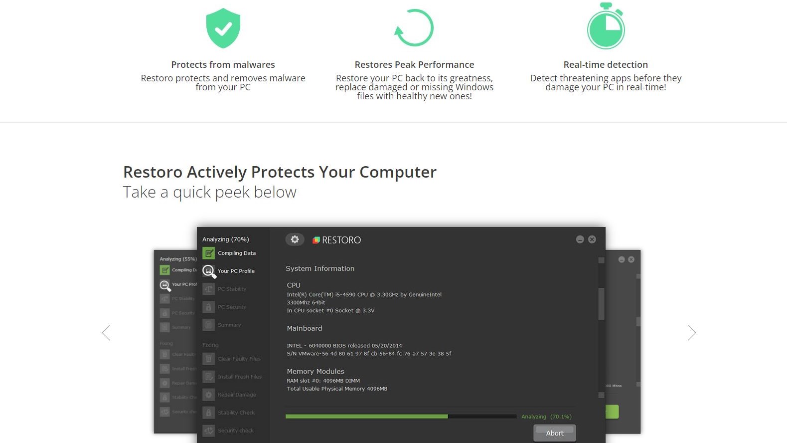 Features: Restoro is backed by a suite of excellent features