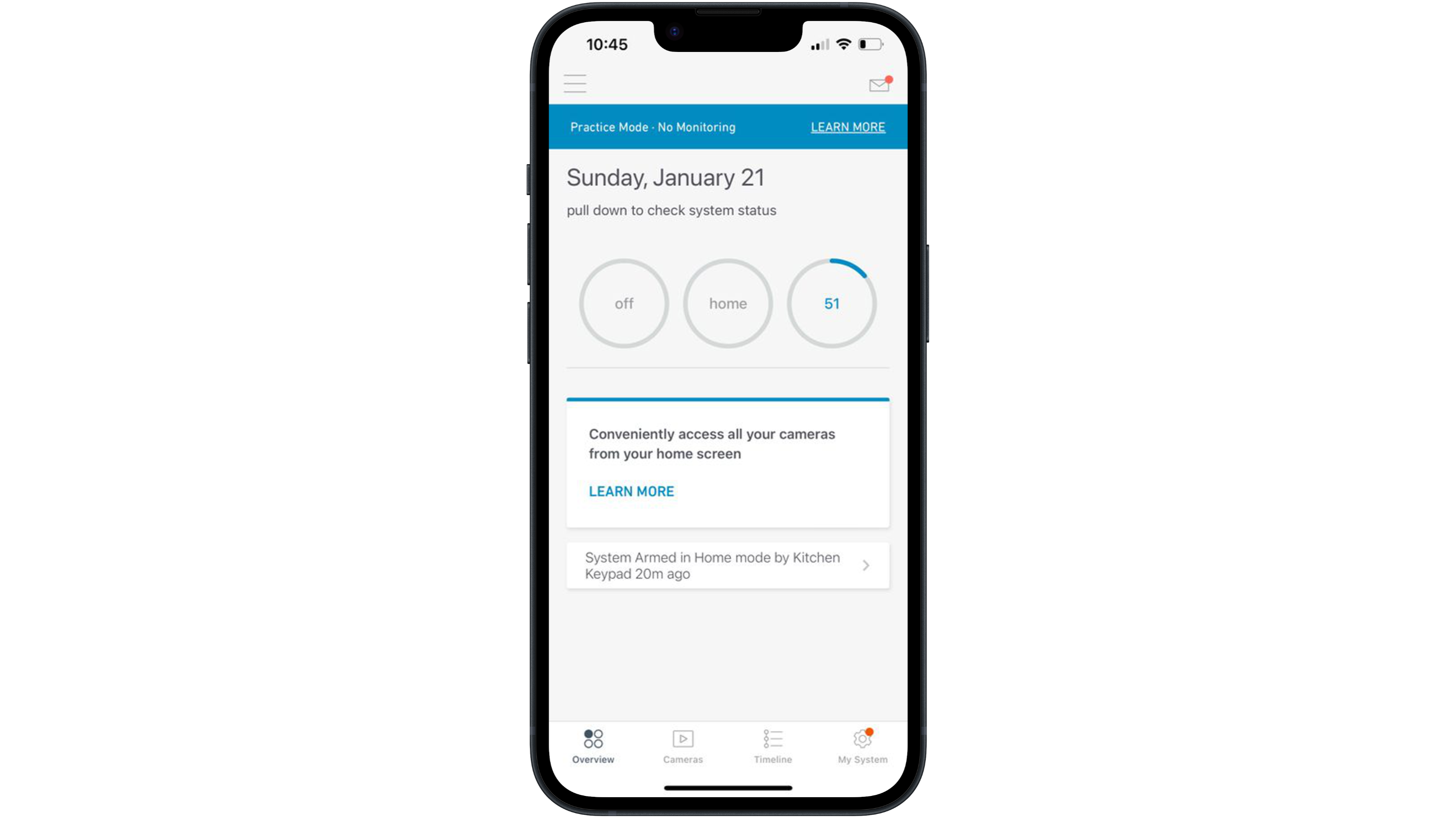 Simplisafe home security system app on an iPhone