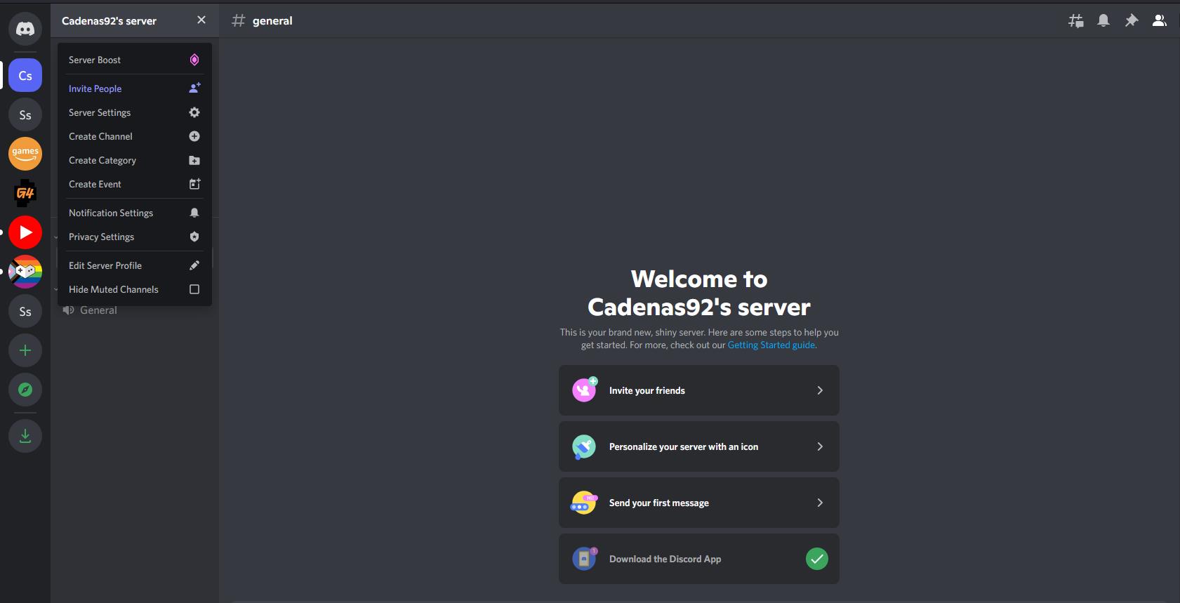 Discord select Server Settings