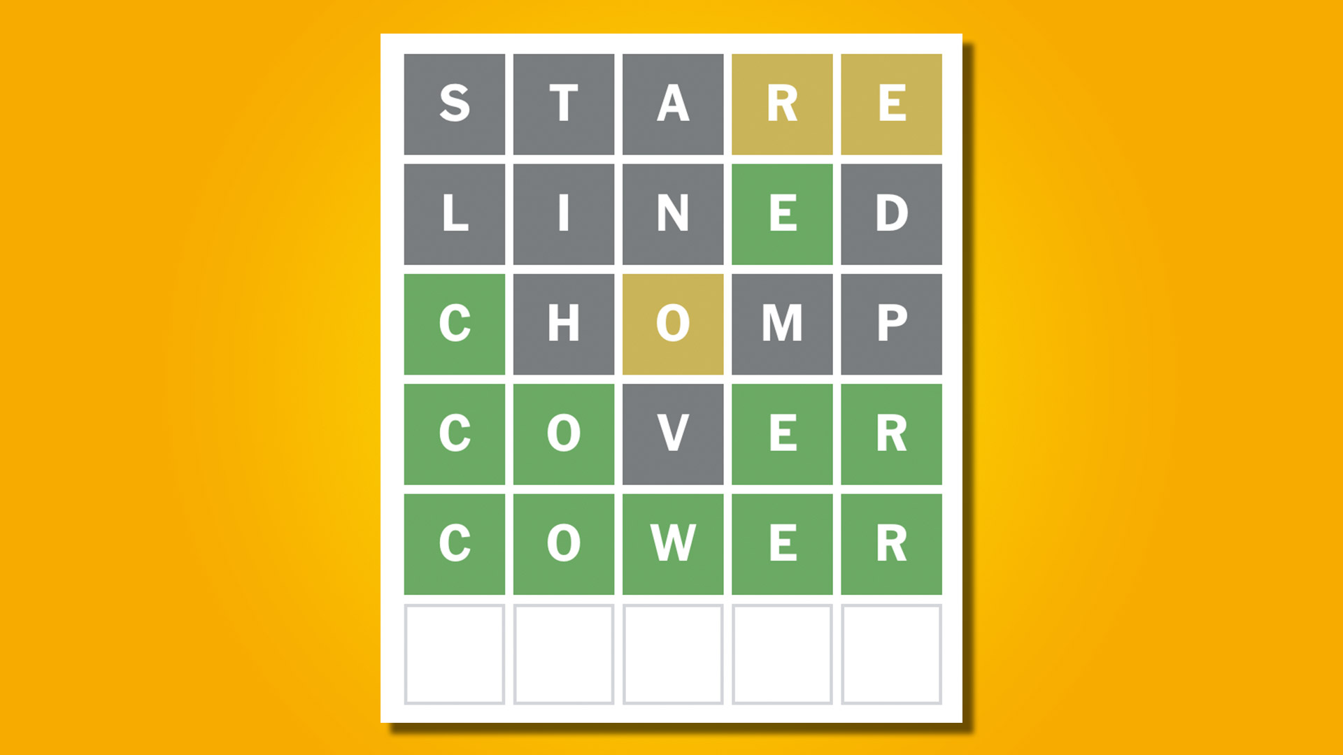 Wordle answer 749 on a yellow background